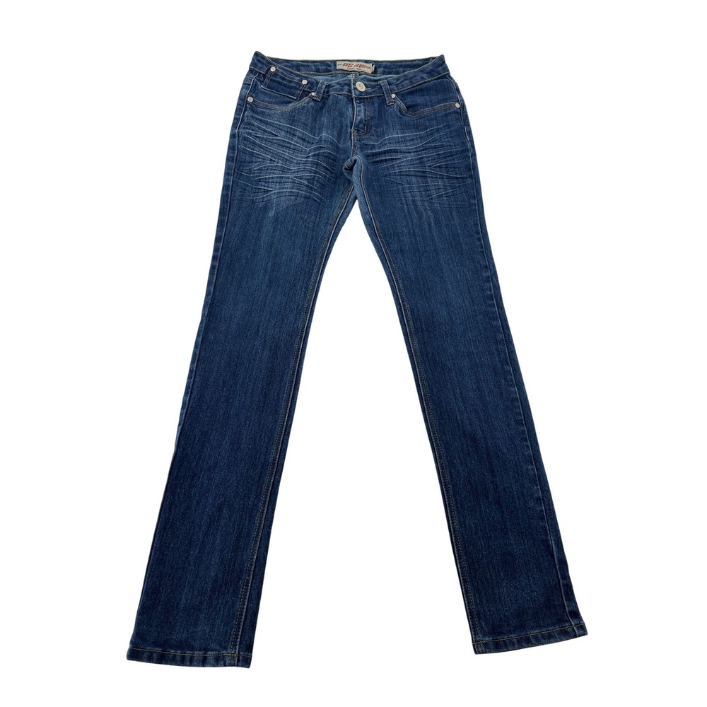 Buzz Jeans‎ Straight Leg Womens Size 9/10 Blue Dark Wash Whiskered Y2K Denim